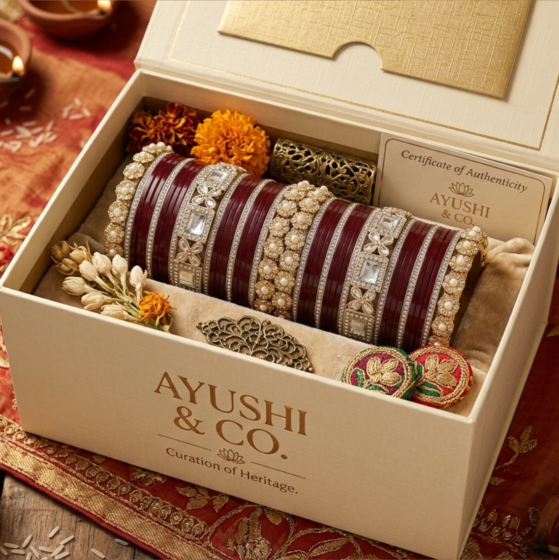 AYSIMA | Maroon Bangle Set for Women with Kada | 42 Pieces