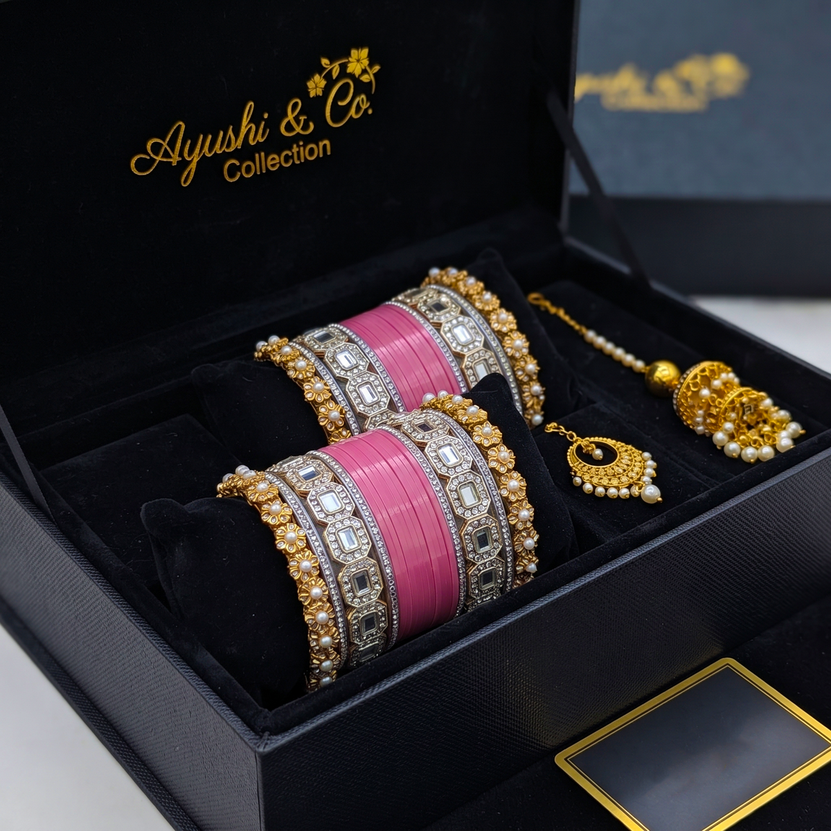 AYSIMA Gulabi Raj – Blush Pink 36-Piece Bangle & Kada Set
