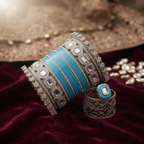 AYSIMA Turquoise Blue Bridal Bangles & Kadas | Neelima - 40 pieces