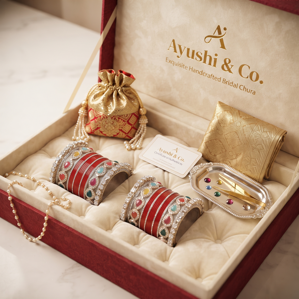 Red Bridal Bangles & Pachari Kadas | AYSIMA Ritika - 40 pieces