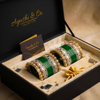 AYSIMA Varnika Green Bridal Bangle Set with Geometric & Floral Kadas - 36 pieces