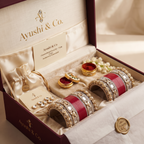 AYSIMA Red Bridal Bangle Set with Kundan-Style Kadas – 36 Pieces