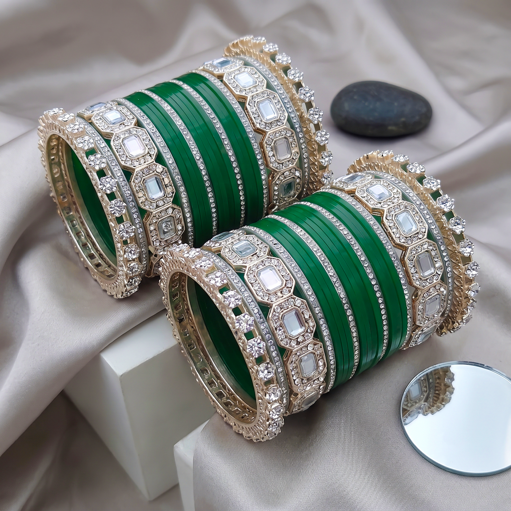 AYSIMA Green Bridal Bangles & Pachari Kadas – Pallavi - 40 pieces