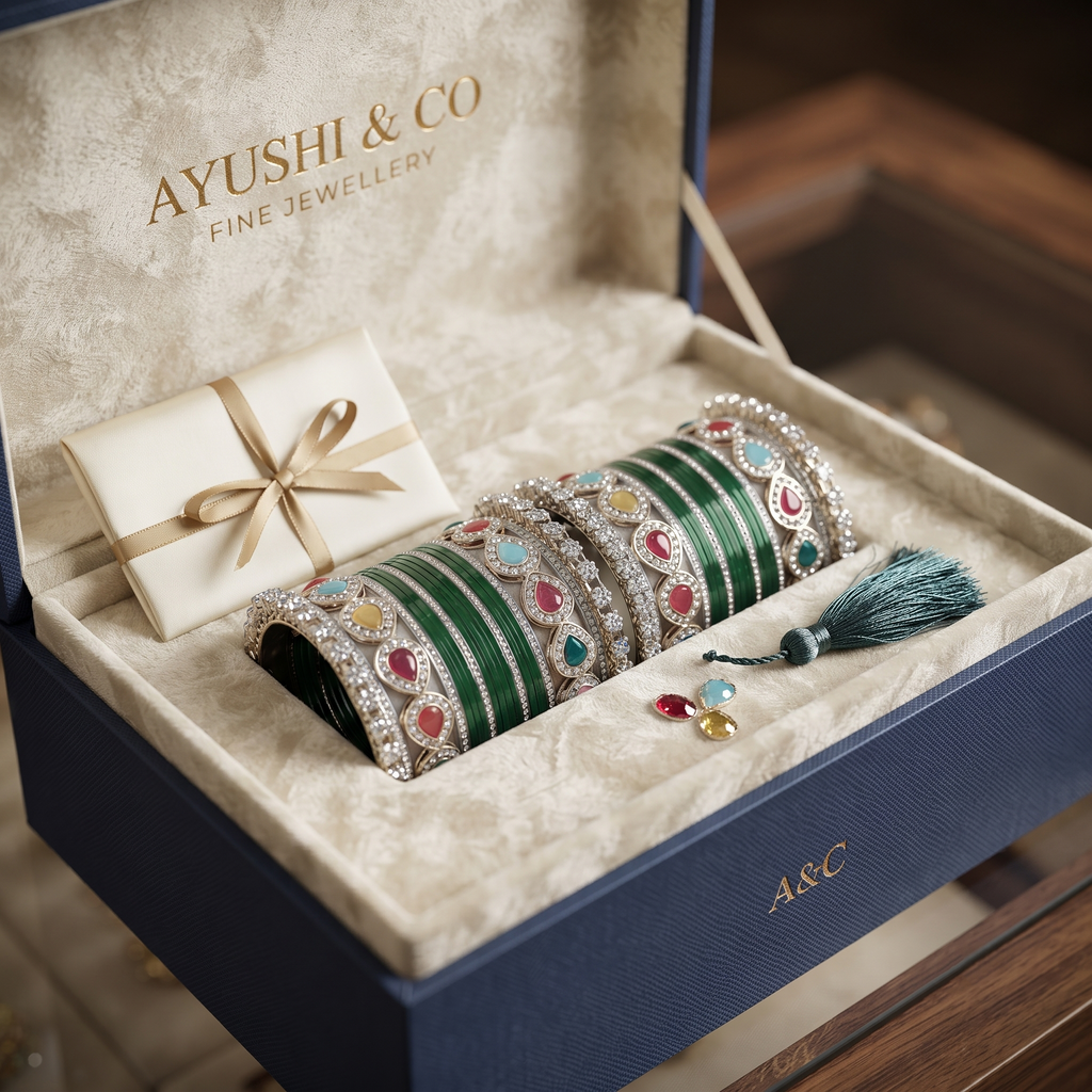 Green Bridal Bangles & Pachari Kadas | AYSIMA Nitya - 40 pieces