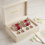 AYSIMA Vedika – Red Bridal Bangle Set with Jhumka Charms - 36 pieces