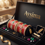 AYSIMA Suhaani Red Bridal Bangle Set with Multicolour Kada