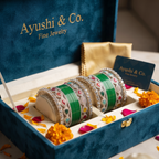 AYSIMA Green Bridal Bangles & Multicolour Kadas | Navya - 36 pieces