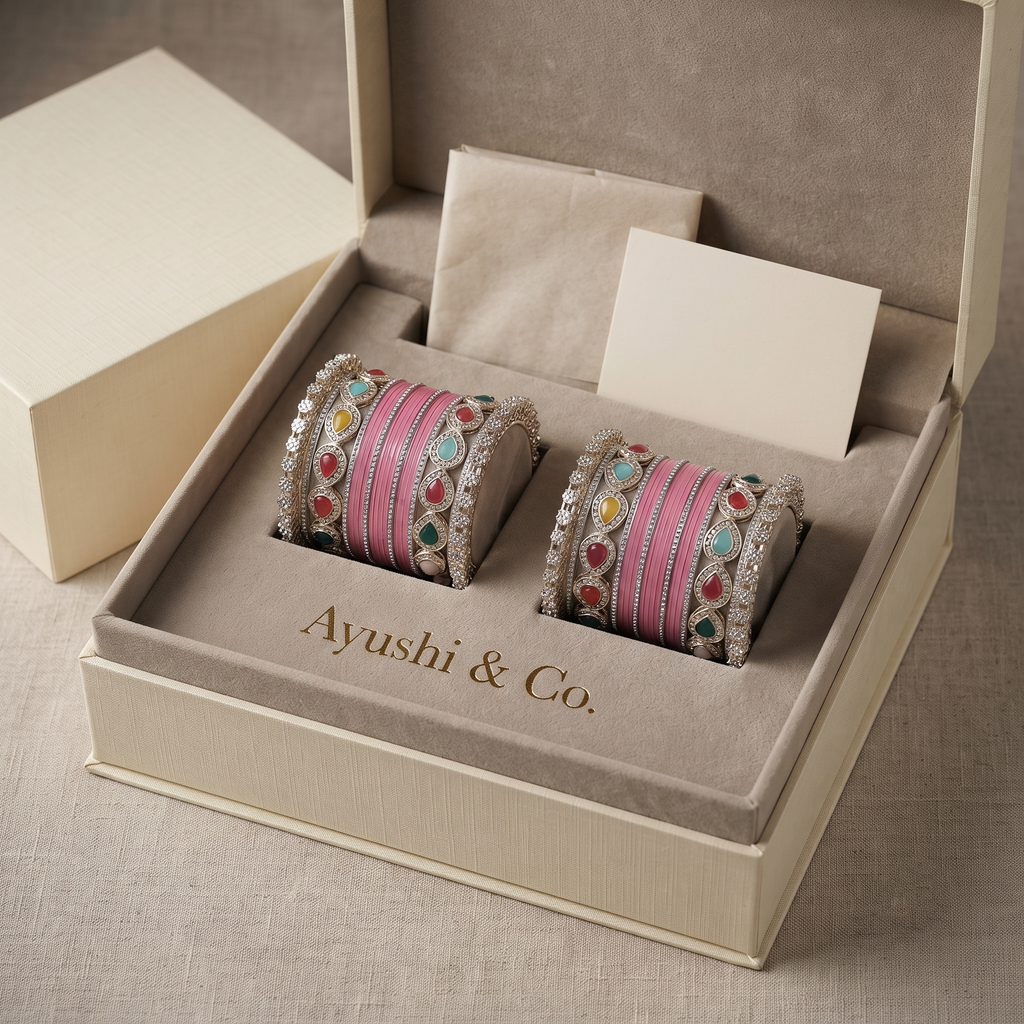Pink Bridal Bangles & Pachari Kadas | AYSIMA Vamika - 40 pieces
