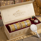 AYSIMA Kanakshree – Golden Yellow Bridal Bangle Set with Statement Kada - 42 pieces