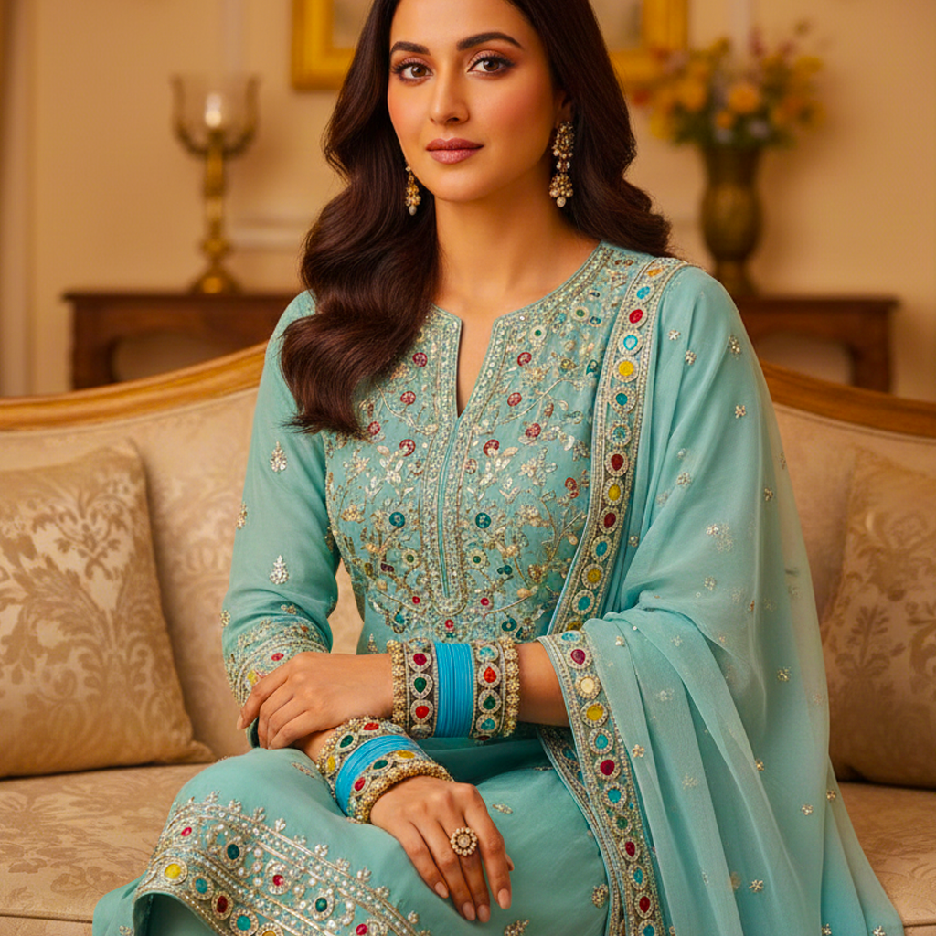 AYSIMA Turquoise Blue Bridal Bangles & Kadas – Leher - 36 pieces