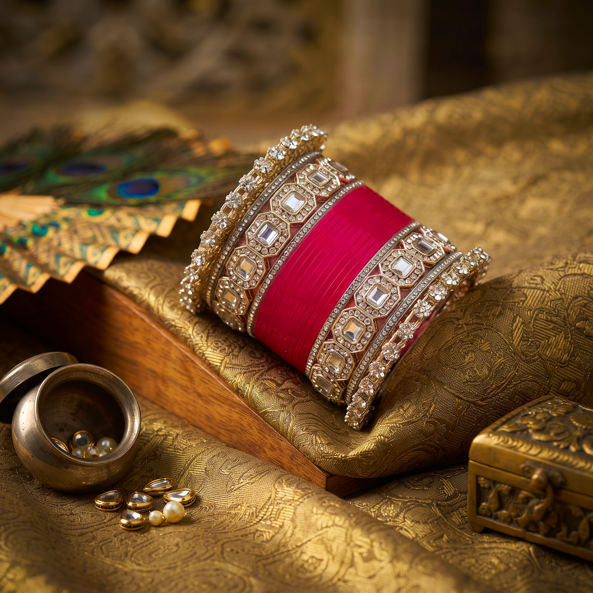 AYSIMA Rani Pink Bridal Bangles & Pachari Kadas – Nandini - 36 pieces