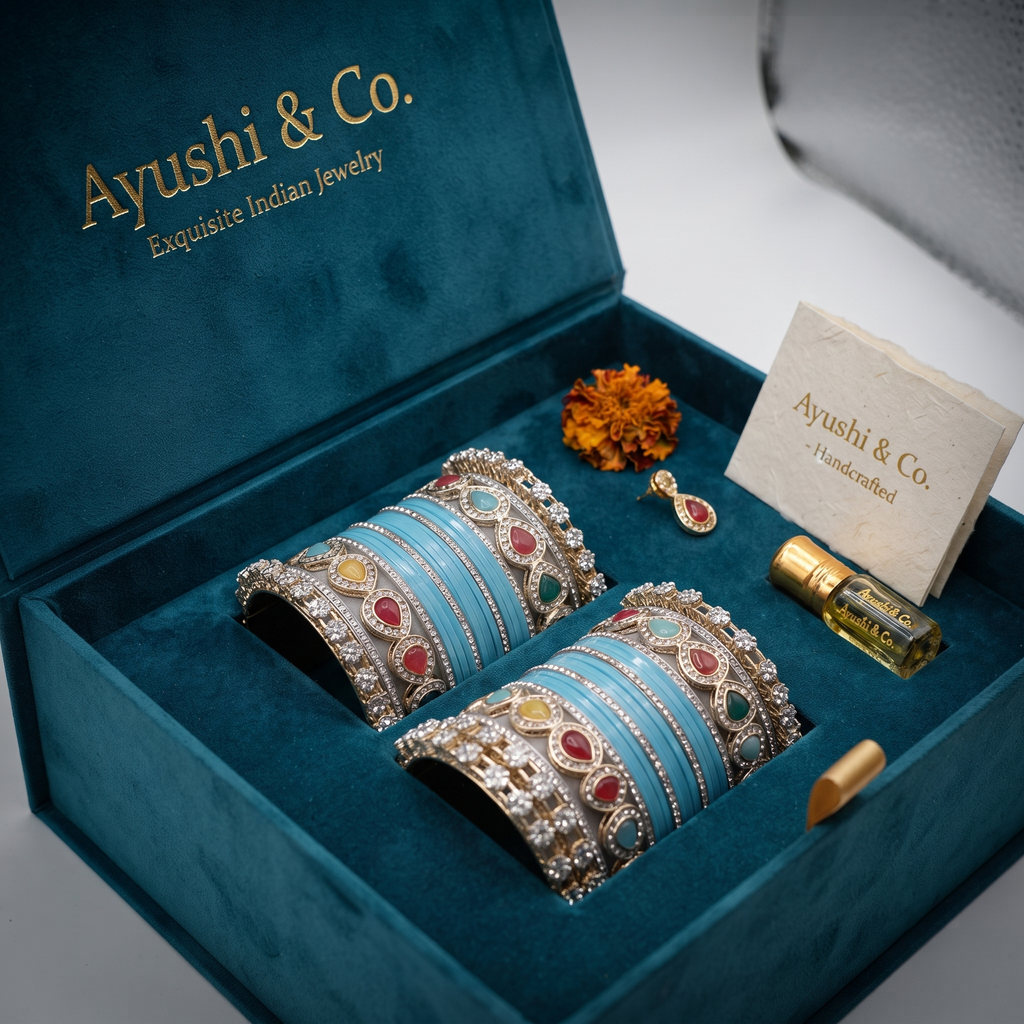 Sky Blue Bridal Bangles & Pachari Kadas | AYSIMA Amaya - 40 pieces