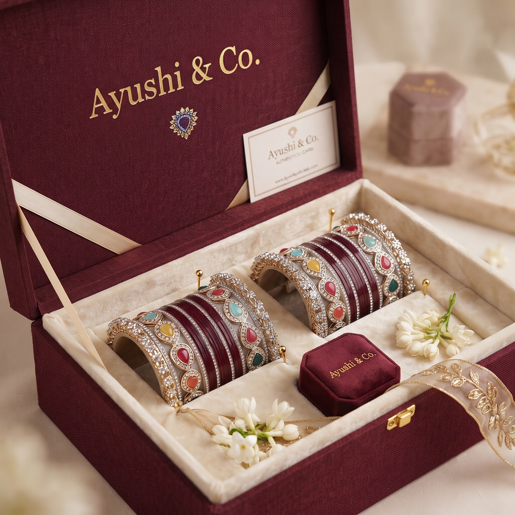 Maroon Bridal Bangles & Pachari Kadas | AYSIMA Ridhima - 40 pieces
