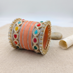 Peach Bridal Bangles & Pachari Kadas | AYSIMA Ira - 40 pieces