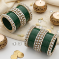 AYSIMA Emerald Mahal – Green 56-Piece Bridal Bangle Set with Statement Kada
