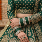 AYSIMA Emerald Mahal – Green 56-Piece Bridal Bangle Set with Statement Kada