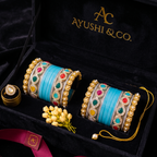 AYSIMA Turquoise Blue Bridal Bangles & Kadas – Leher - 36 pieces