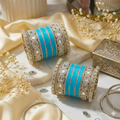 AYSIMA Turquoise Blue Bridal Bangles & Kadas | Neelima - 40 pieces