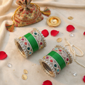 AYSIMA Green Bridal Bangles & Multicolour Kadas | Navya - 36 pieces