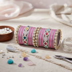 AYSIMA Gulabi Royale – Pink Bridal Bangle Set with Statement Kada - 42 pieces