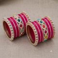 AYSIMA Rageshri Rani Pink Bridal Bangle Set with Multicolour Kada