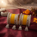 AYSIMA Kanika – Yellow Haldi Bangle Set with Jhumka Charms - 36 pieces
