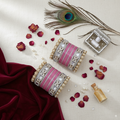 AYSIMA Gulrisha – Dusty Rose Pink Bridal Chura & Floral Designer Kada Set | 40 Pieces