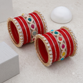 AYSIMA Suhaani Red Bridal Bangle Set with Multicolour Kada