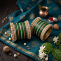 AYSIMA Emerald Green Heritage – 42-Piece Bangle Set with Designer Kadas