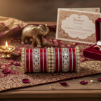 AYSIMA Crimson Royale – Red Bridal 42-Piece Bangle Set with Designer Kada