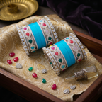 Blue Bridal Bangles & Multicolour Kadas | AYSIMA Yamini - 36 pieces
