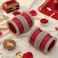 AYSIMA Lalita Royale – Red 56-Piece Bridal Bangle Set with Statement Kada