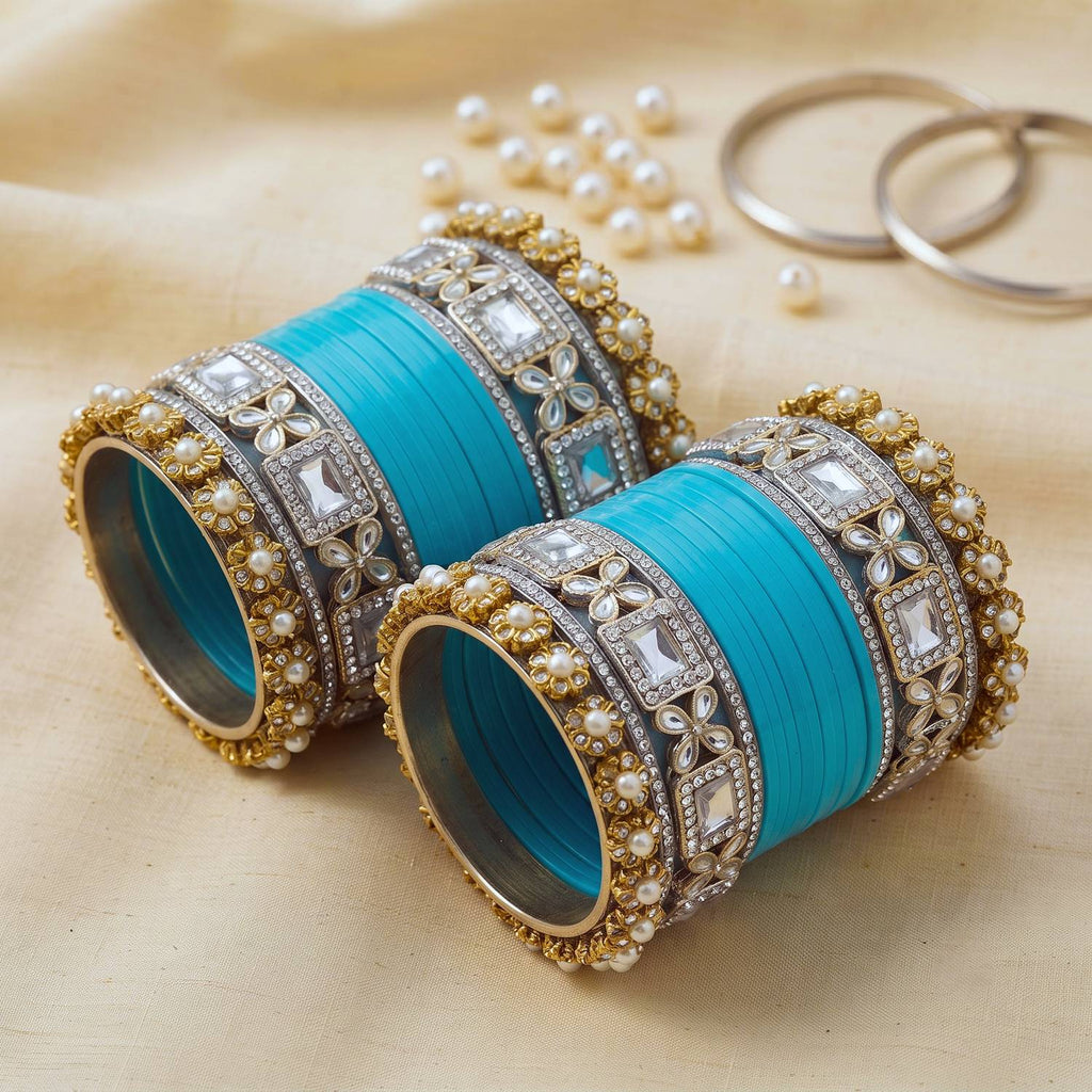 AYSIMA Turquoise Blue Bridal Bangle Set – 36 Pieces