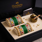 HANDARTS Metal, Plastic Pearl, Rhinestone Bangle Set