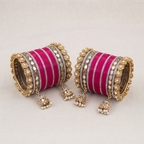 AYSIMA Rani Pink Bridal Chura & Kangan Bangle Set – 40 Pieces