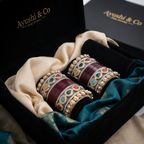 AYSIMA Maroon Bridal Bangles & Kundan-Style Kadas - 36 pieces