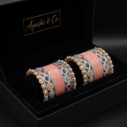 AYSIMA Peach Bridal Bangles & Multicolour Kadas - 36 pieces