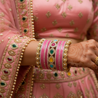AYSIMA Gulabi Royale – Pink Bridal Bangle Set with Statement Kada - 42 pieces