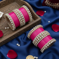AYSIMA Rani Gulab – Fuchsia Pink 56-Piece Bridal Bangle Set with Statement Kada