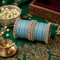 AYSIMA Azure Grace – Blue Bangle Set for Women with Designer Kadas | 42 pieces