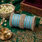 AYSIMA Azure Grace – Blue Bangle Set for Women with Designer Kadas | 42 pieces
