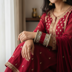 AYSIMA Shagun – Red Bridal Chura & Floral Kada Set - 36 pieces
