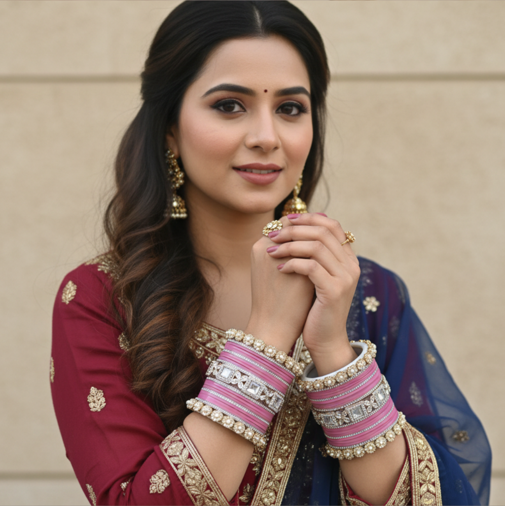 AYSIMA | Pink Bangle Set for Women with Kada | 42 Pieces