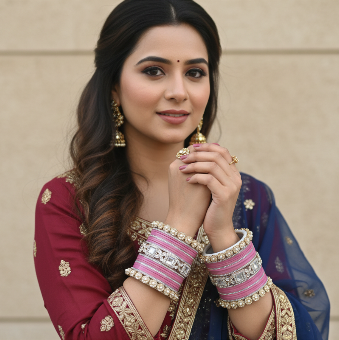 AYSIMA | Pink Bangle Set for Women with Kada | 42 Pieces