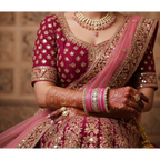 AYSIMA Rose Radiance – Pink 42-Piece Bridal Bangle Set with Designer Kada