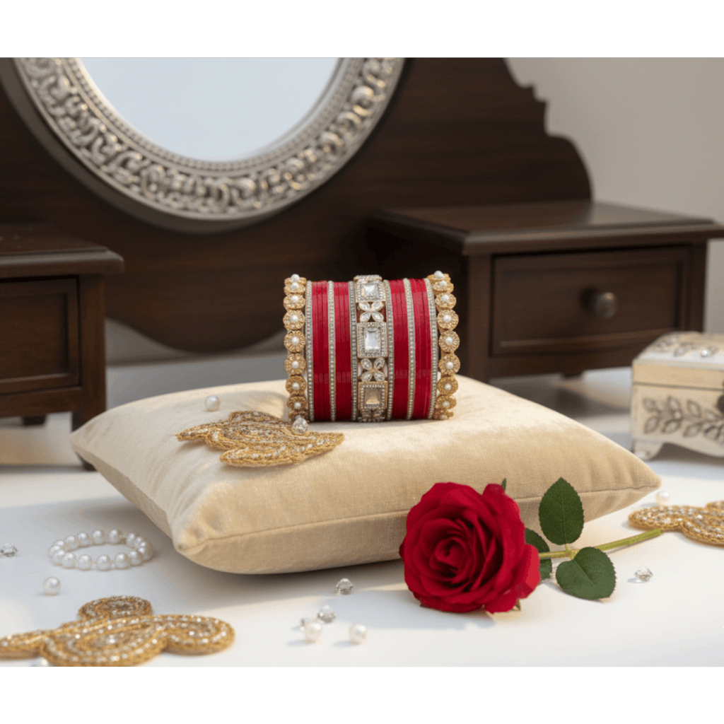 AYSIMA | Red Bangle Set for Women with Kada | 42 Pieces