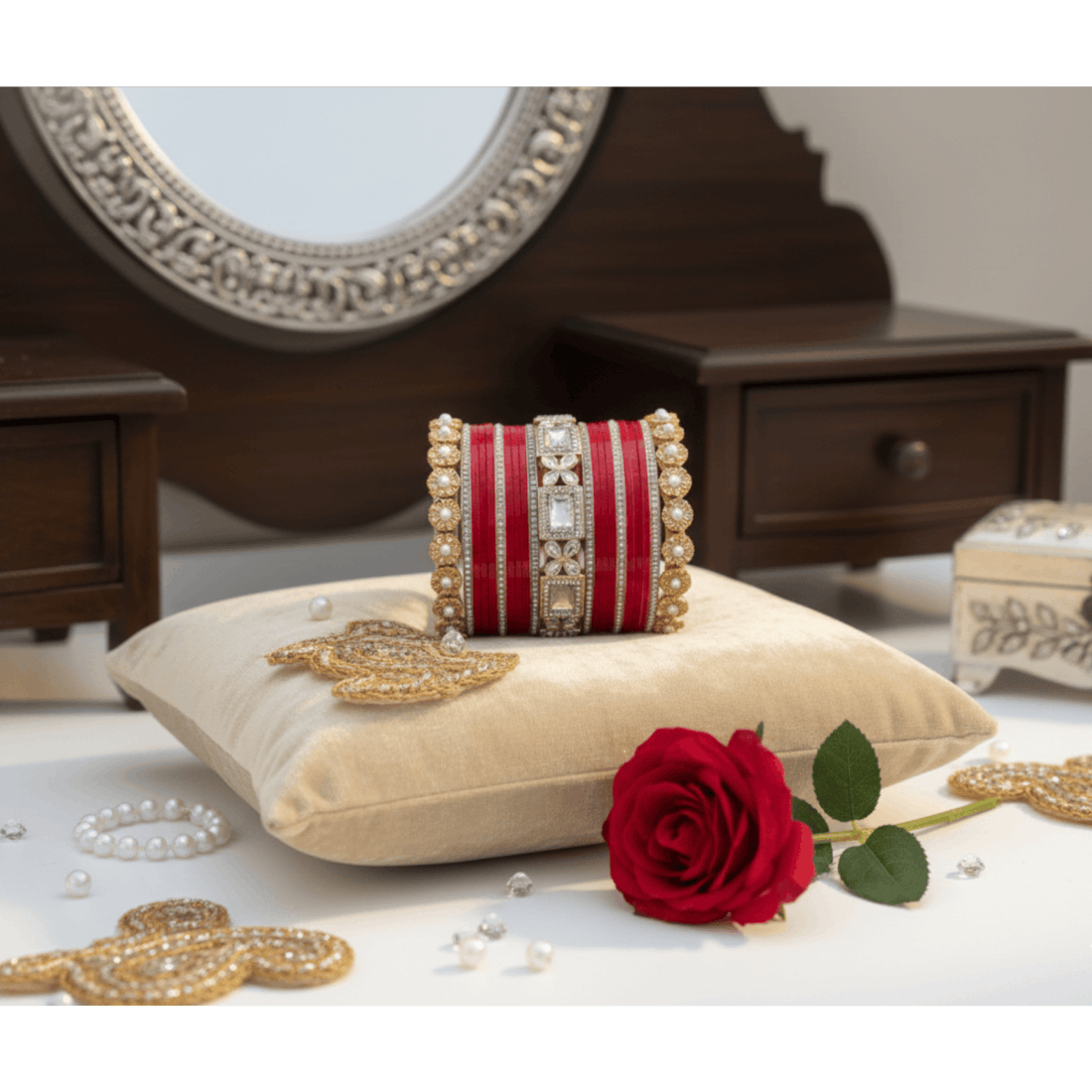 AYSIMA | Red Bangle Set for Women with Kada | 42 Pieces