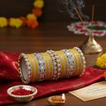 AYSIMA Kanakshree – Golden Yellow Bridal Bangle Set with Statement Kada - 42 pieces