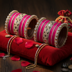 AYSIMA Rani Royale – Magenta 42-Piece Bridal Bangle Set with Designer Kada