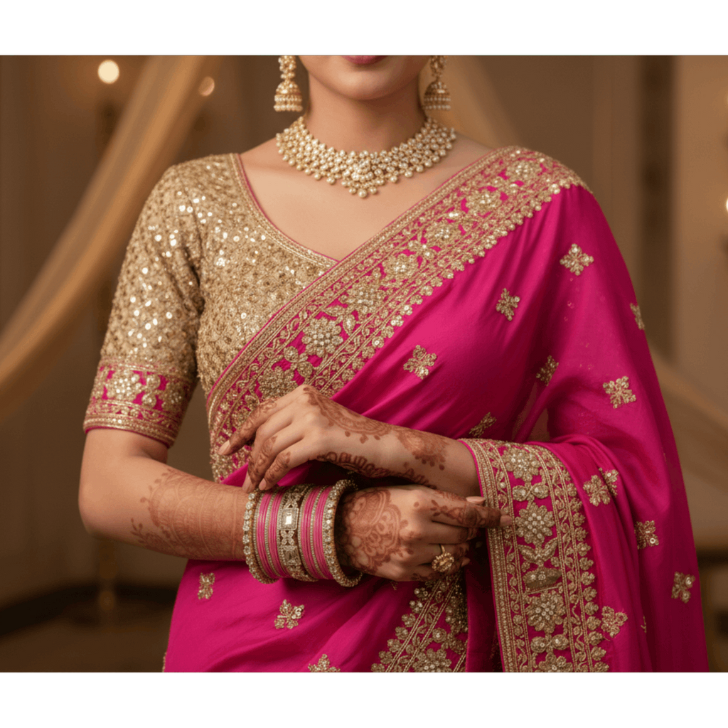 AYSIMA Gulika Pink Wedding Bangles for Women | Bridal Bangle Set with Floral Kadas